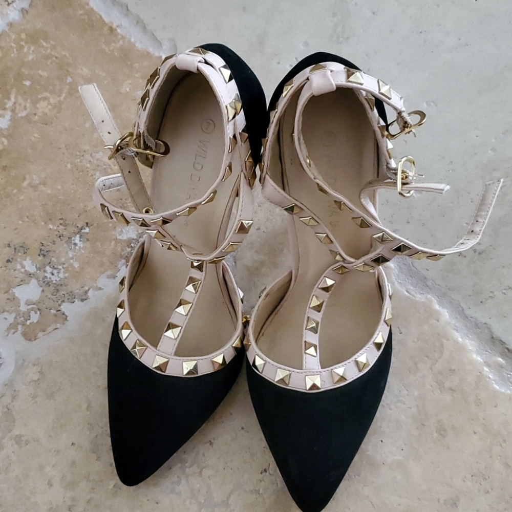 Black and Tan Studded Heels